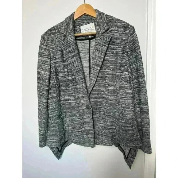 EUC Rachel Roy Black Multi Blazer grey tweed Size 22W Single Button Front - Picture 2 of 11